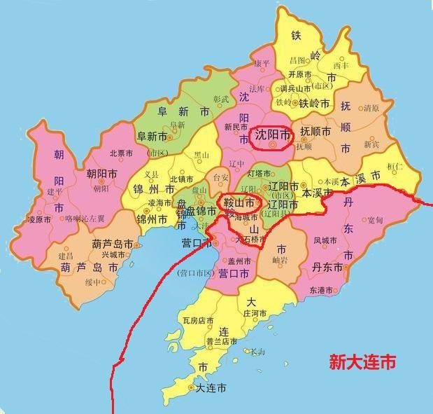 大连:辖大连,营口;辖大连,营口,鞍山岫岩县,丹东台北:辖台北,新北