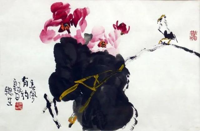 他的画引人遐想，味在笔墨之外