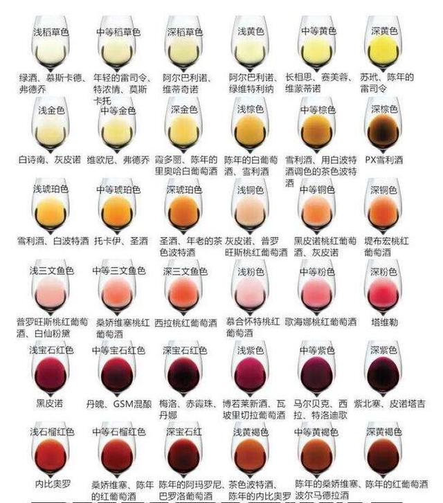葡萄酒知识入门：葡萄酒的颜色细分！