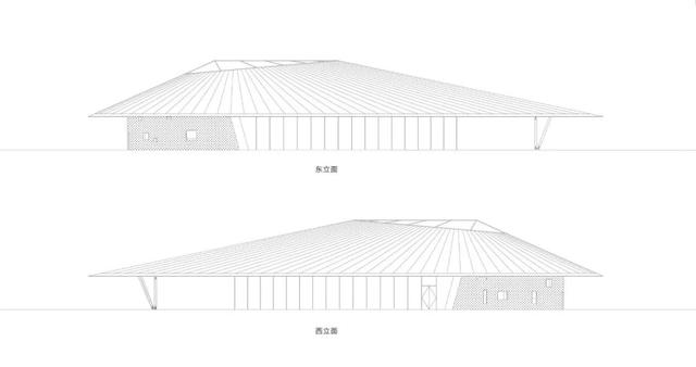 “水滴”屋顶，实现34.0mx14.5m的室内无柱空间+3.7m的室外悬挑