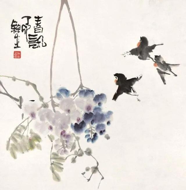 他的画引人遐想，味在笔墨之外