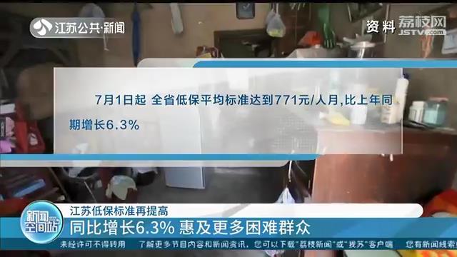 江苏低保标准再提高：平均每人每月771元 同比增长6.3%