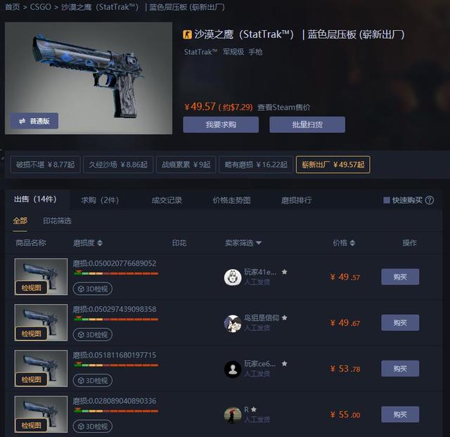 CSGO皮肤推荐——沙漠之鹰蓝色层压板