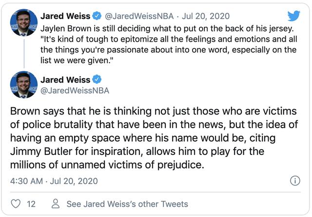 球衣背面平權文字怎麼選？JB提出另類想法，綠軍新星也有興趣！-黑特籃球-NBA新聞影音圖片分享社區