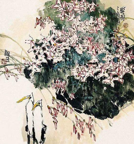 他的画引人遐想，味在笔墨之外