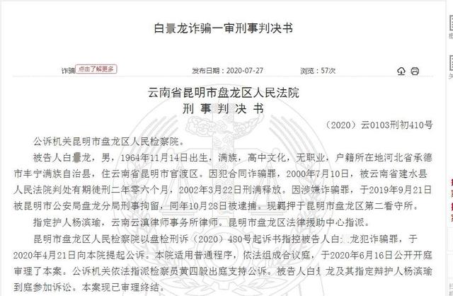 “中国红梅集团”白某龙犯诈骗罪，获刑5年，罚金10万元！退赔诈骗款20多万！