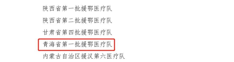 青海省第一批援鄂医疗队荣获“武汉市工人先锋号”称号