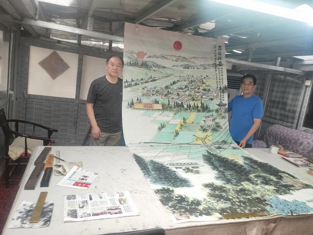 今日八义集  苏北展新容---徐庐陵力作《古镇新姿》丹青焕彩