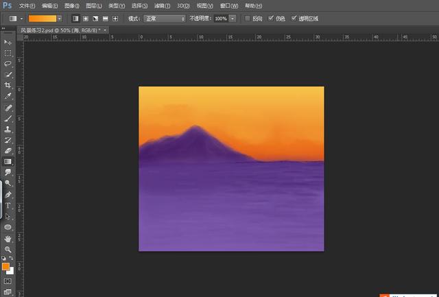 萌新电脑绘画风景画教程ps+手绘板