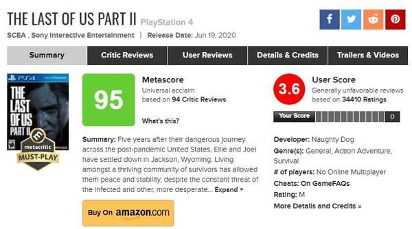 外媒撰文批驳《美国末日2》M站用户评分 没通关就来给差评