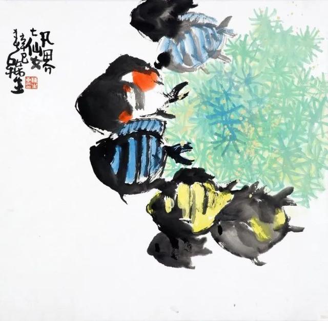 他的画引人遐想，味在笔墨之外