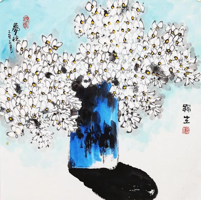 他的画引人遐想，味在笔墨之外