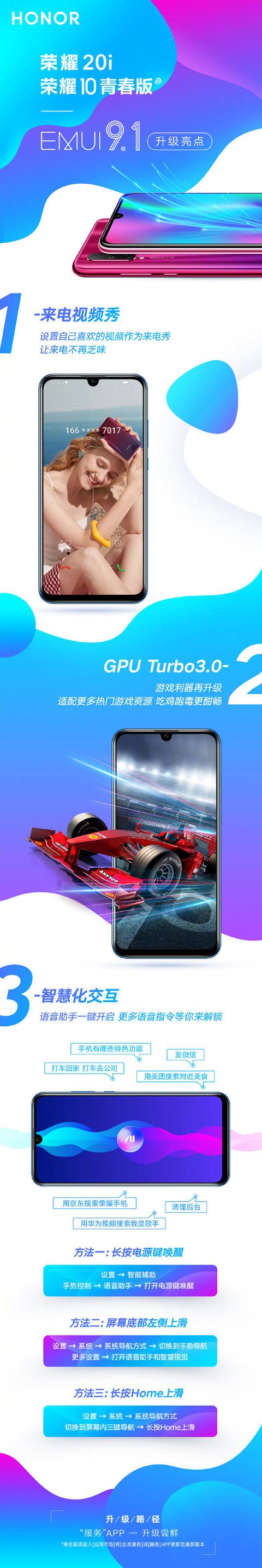 一图看亮点 华为荣耀20i/荣耀10青春版开放升级EMUI 9.1