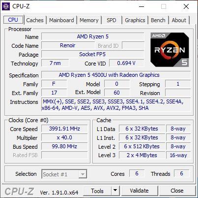 锐龙5 4500U评测数据曝光：CPU性能堪比i5-9400F GPU不如MX150