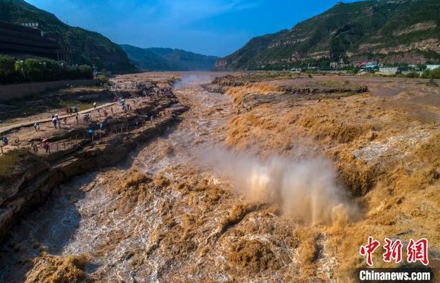 瀑布|黄河壶口瀑布现水岸齐平景观气势极为壮观