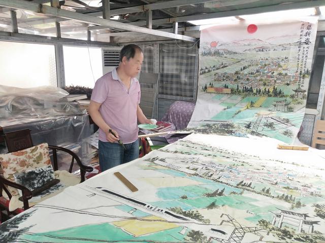 今日八义集  苏北展新容---徐庐陵力作《古镇新姿》丹青焕彩