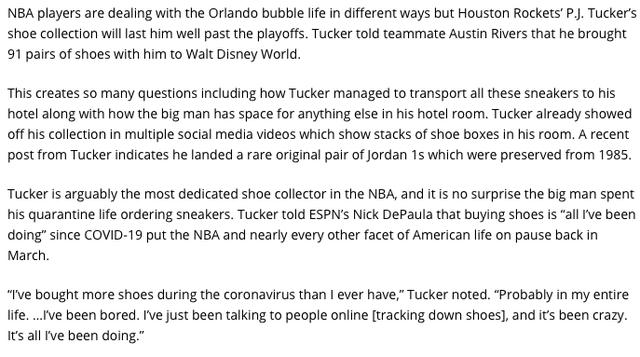 91雙！NBA鞋王太豪：復賽每天穿新鞋，進總冠軍賽將穿30萬天價鞋
