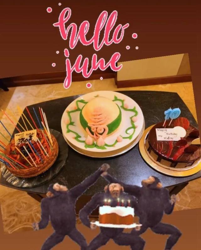 梁洛施32岁生日变美了，仨儿子做蛋糕为她庆祝，