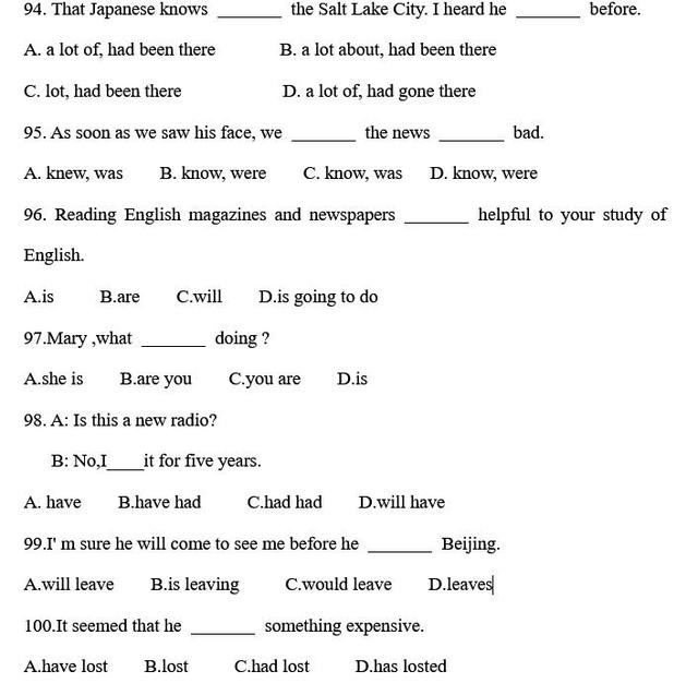 图片[10]-这100道英语单项选择包含所有语法点、重难点，初中三年都在考-笑傲英语网