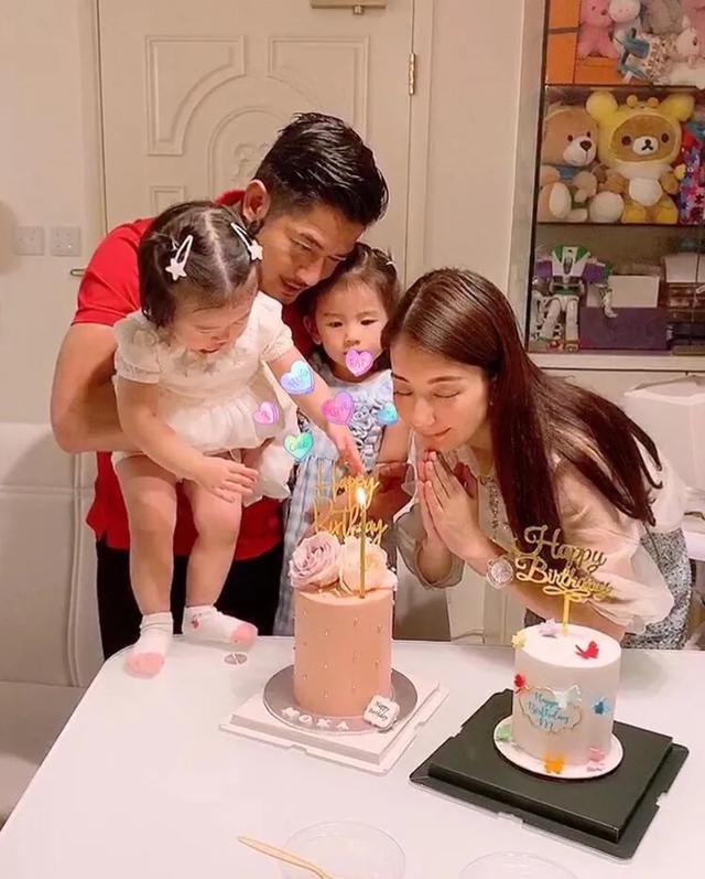 郭富城为方媛庆生，首公开大女儿正脸，一家四口同框幸福满满
