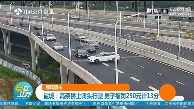 高架桥上调头导致拥堵 任性司机被罚250元计13分