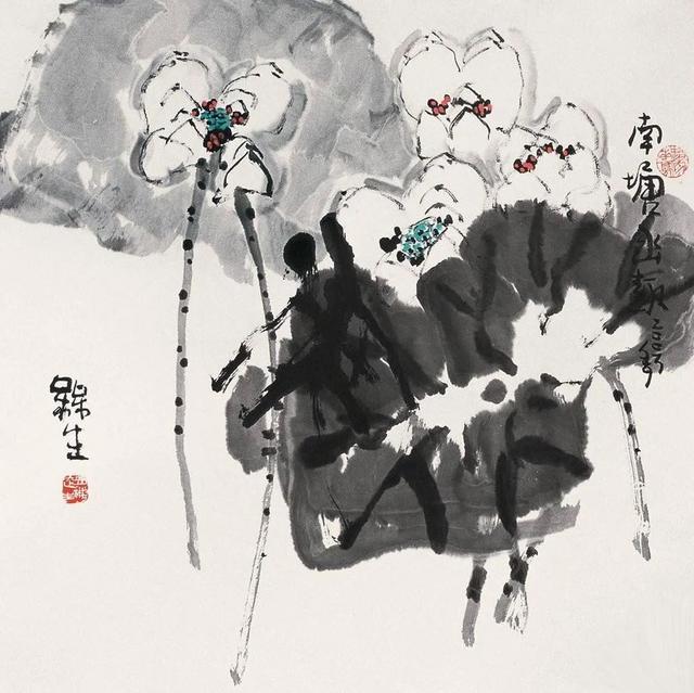 他的画引人遐想，味在笔墨之外