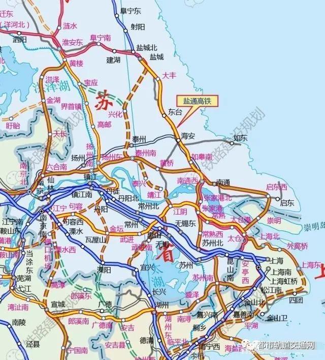 盐城轨道交通：1 号线、2 号线、3号线、超级虚拟轨道交通和高铁