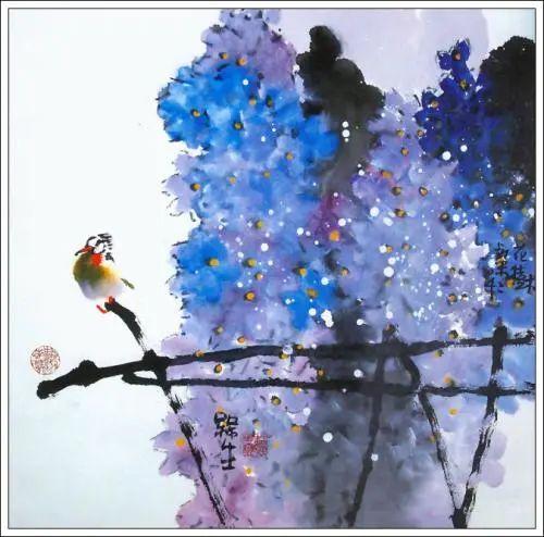 他的画引人遐想，味在笔墨之外