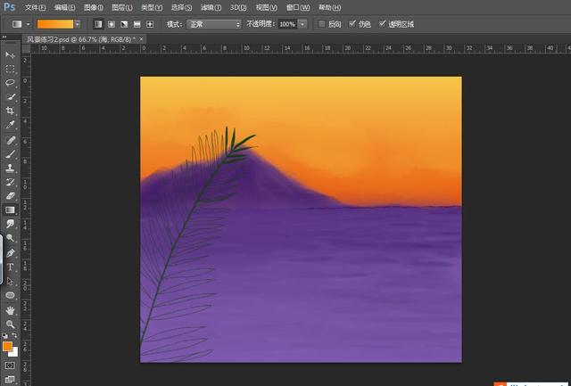 萌新电脑绘画风景画教程ps+手绘板