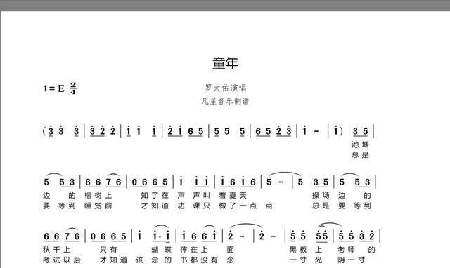 "童年罗大佑钢琴简谱童年钢琴谱-罗大佑-完美版-琴艺谱罗大佑简谱发布