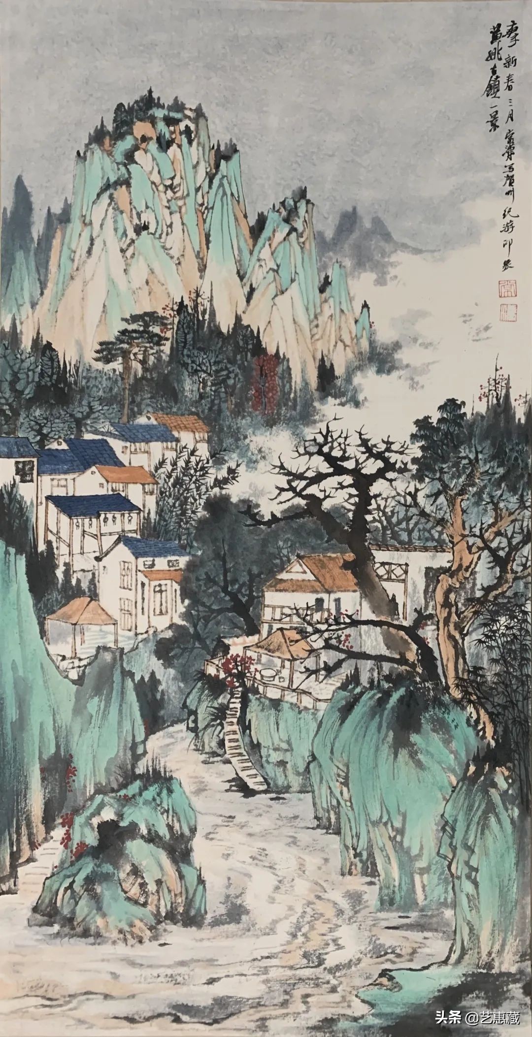 常潇青绿山水画鉴赏