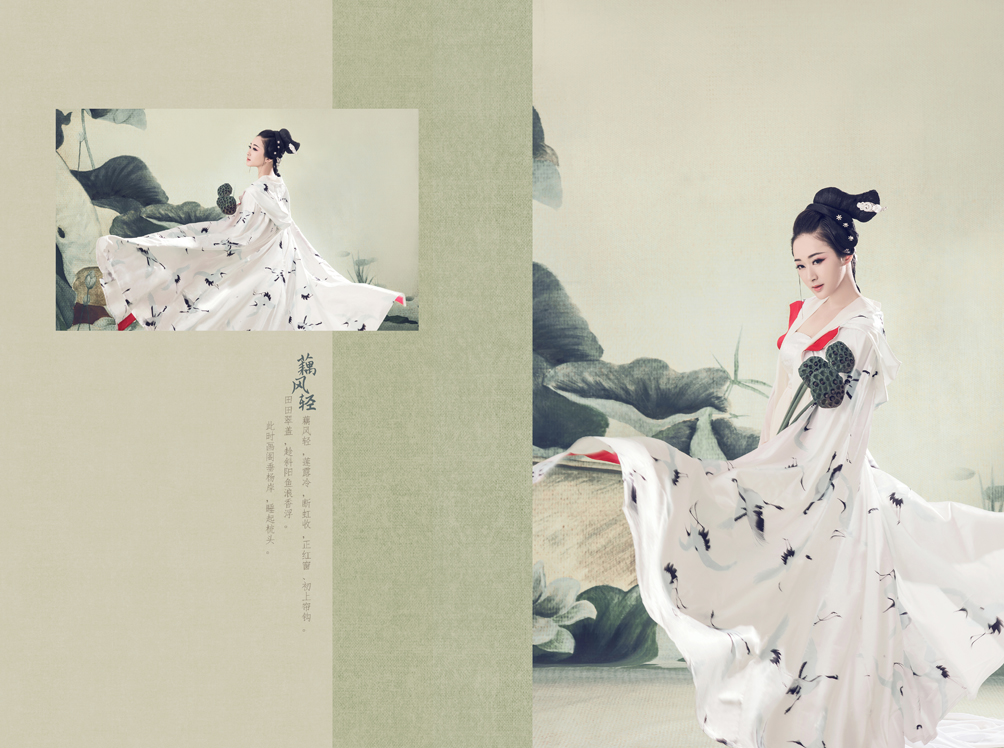 两套古装汉服写真，温柔中带着一丝可爱