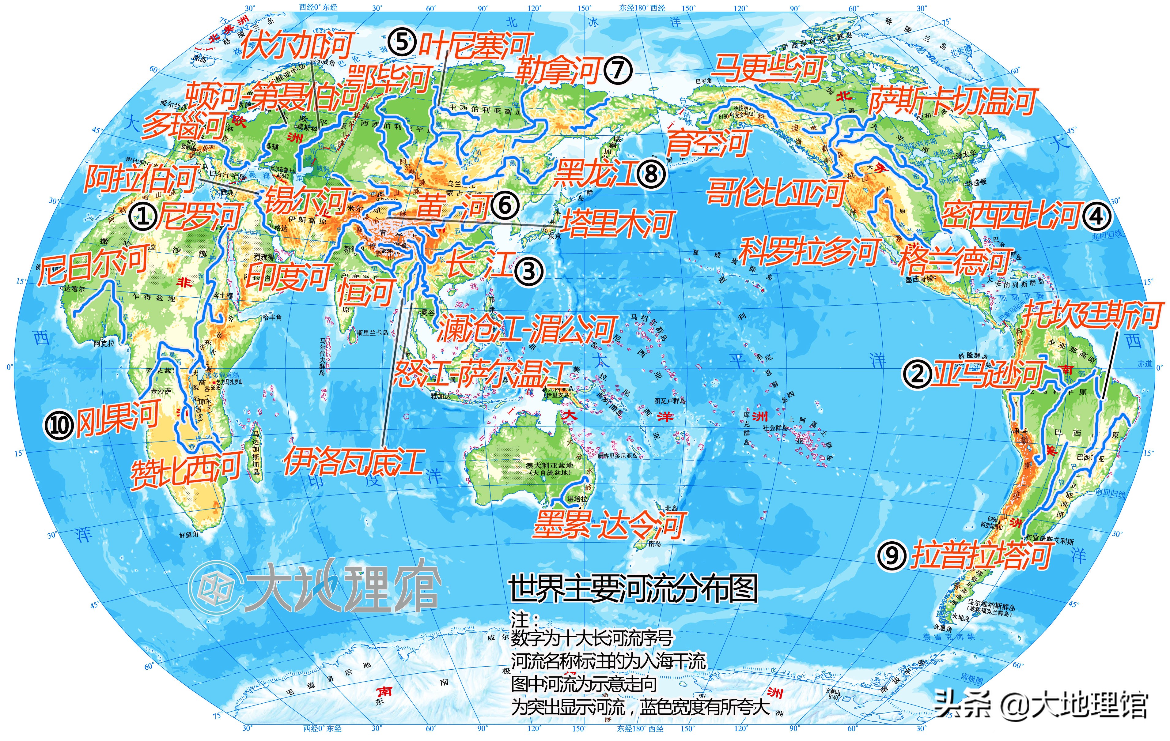 世界上最长的河是什么河地图看世界最长的十大河流