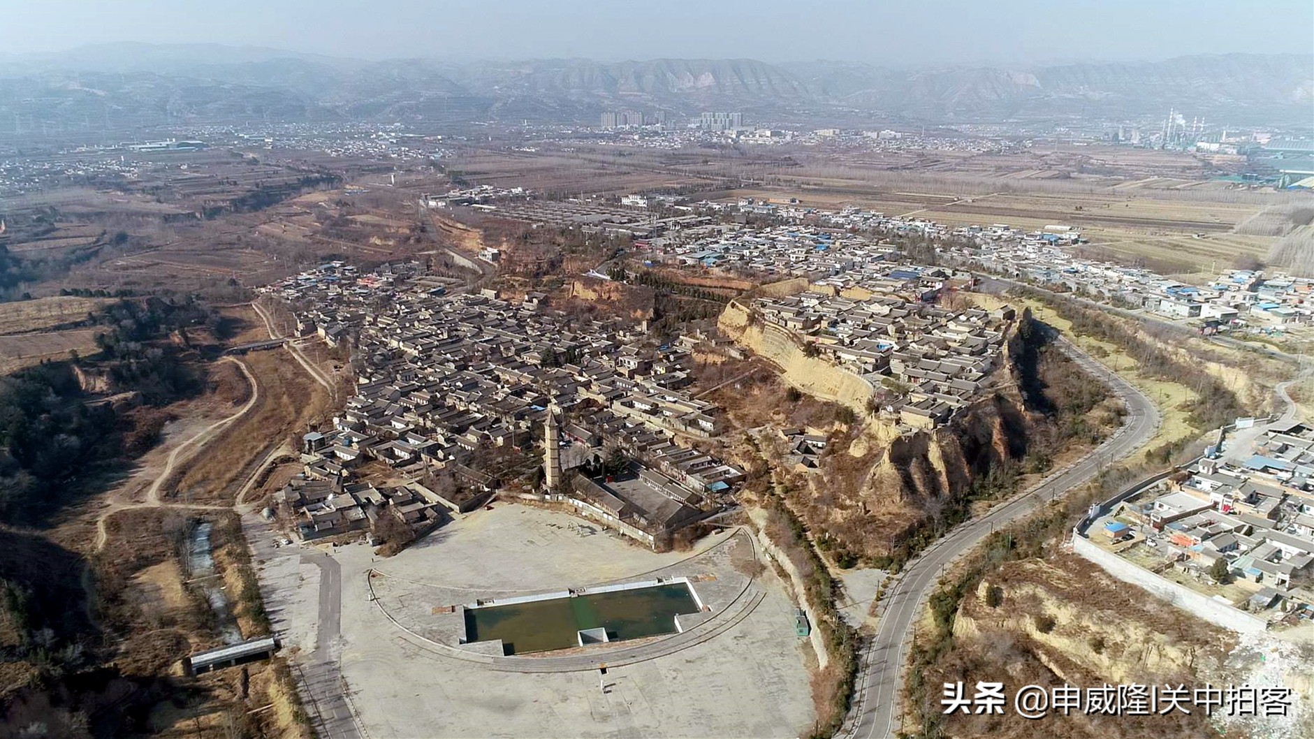 航拍韩城党家村古建筑群东方人类古代传统居住村寨的活化石