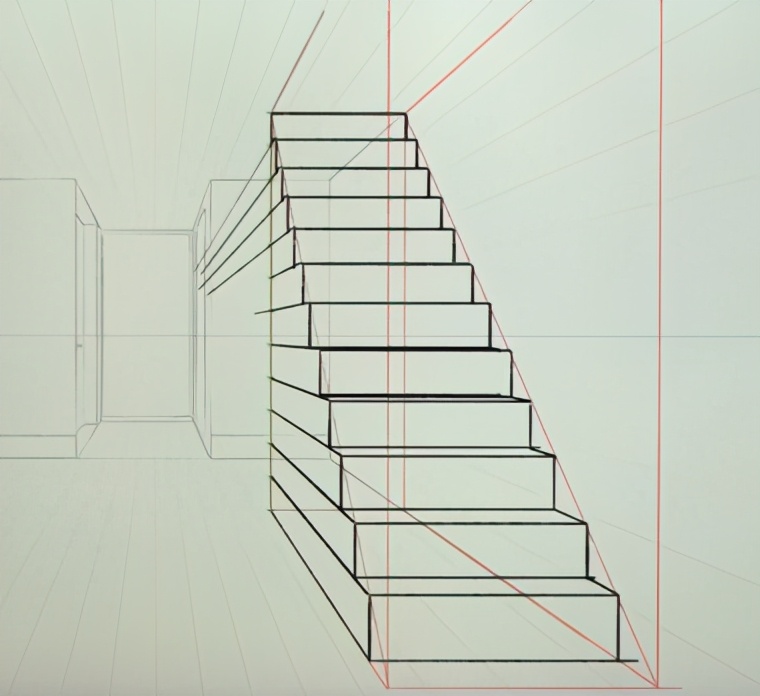 日系楼梯怎么画?教你用一点透视画日系楼梯!