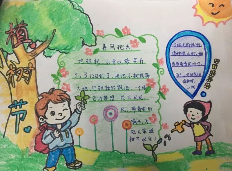 含内容的小学生植树节手抄报简单又漂亮老师布置的作业不用愁