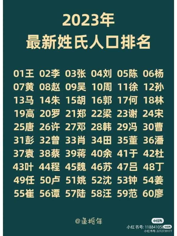 中国姓氏人口排名图片