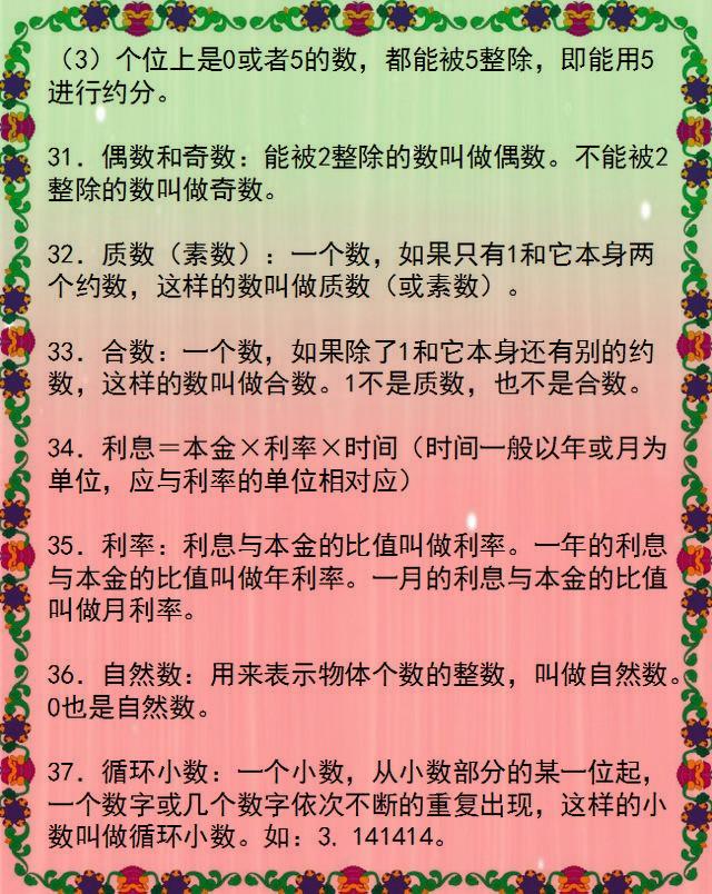 小学1~6年级数学公式！贴在墙上背，包孩子6年次次拿高分！