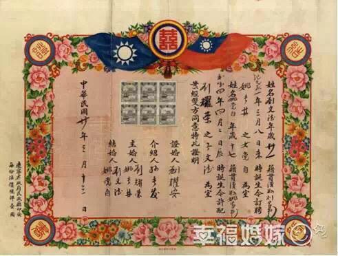 民国结婚证书与旧时名人夫妇照
