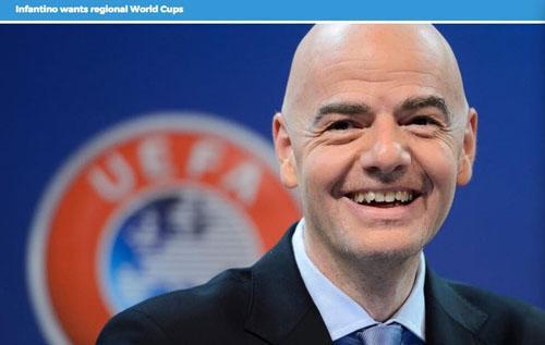 欧足联秘书长出新招 世界杯或将由40国联合承办