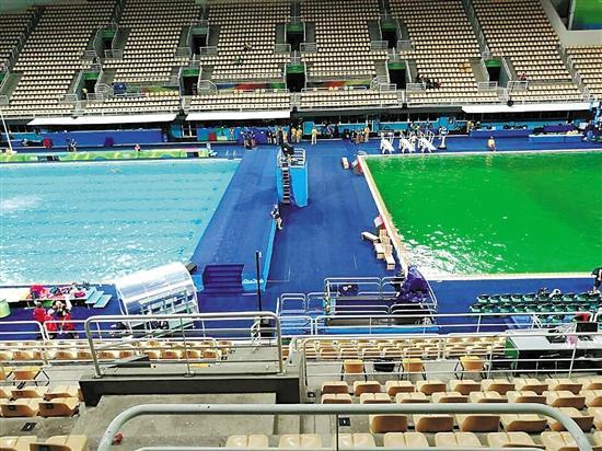 里约奥运会跳水池一夜变绿,可能会是什么原因