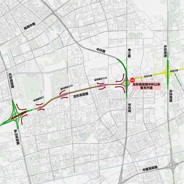 上海市浦东新区龙东大道高架先通车一段，全天
