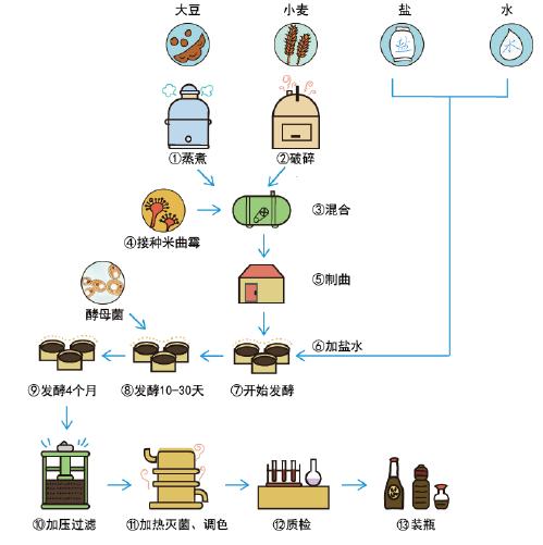 酱油生产工艺流程(酿造酱油工艺流程图)
