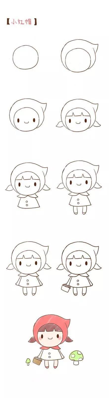 q版人物简单教程,动漫人物萌图手绘素材动漫人物眼睛不会画?