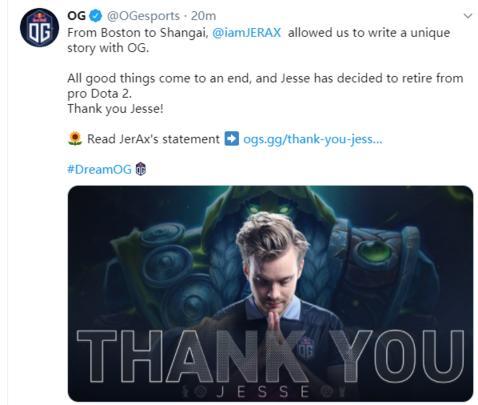 王者归来，DOTA2双冠王JerAx宣布重启直播