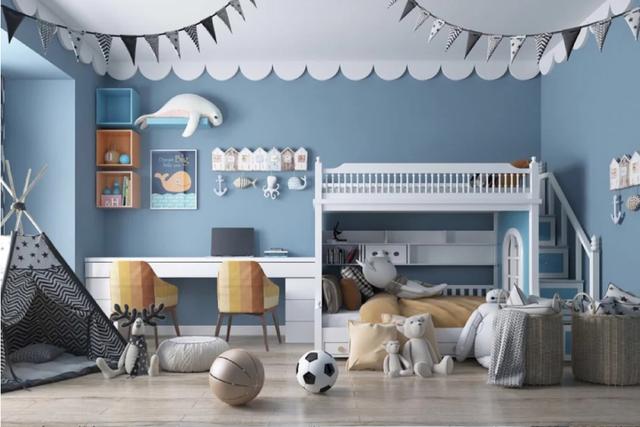 儿童房装修用乳胶漆打造分色墙留住童趣和玩心让人看着就心动