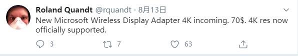 微软正开发 Win10 全新无线显示适配器 4K：售价 486 元