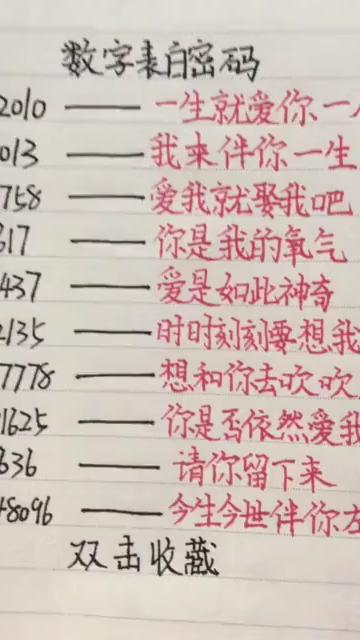 数字表白密码 最浪漫的数字表白情书 好唯一