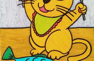 儿童美术 简单易学儿童创意卡通画-动物篇（第一课）：馋嘴的猫咪