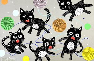 儿童画教程｜拼色块、玩线条--幼儿创意画小猫